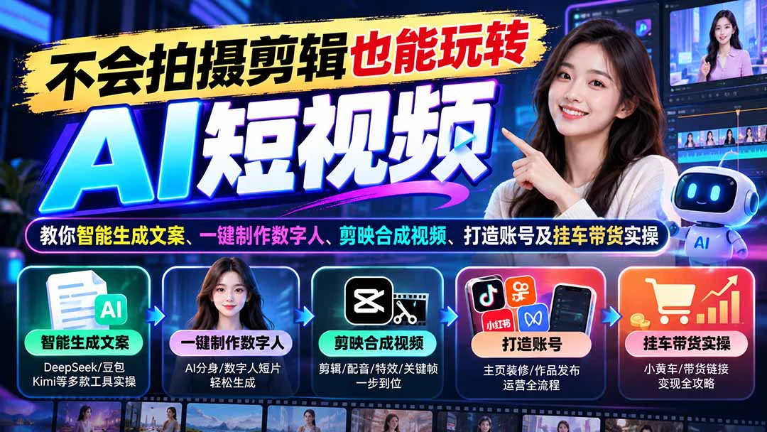 AI短视频数字人创作课：DeepSeek·豆包·剪映·智能体工作流实战-第二曲线